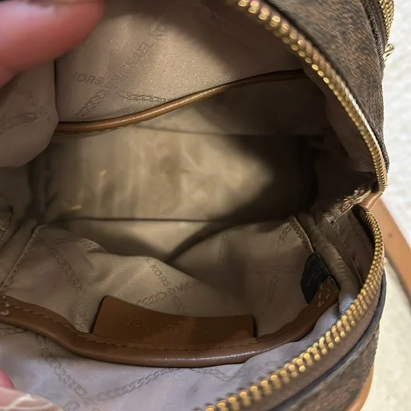 Brown and tan mini backpack. Used - Picture 5 of 5